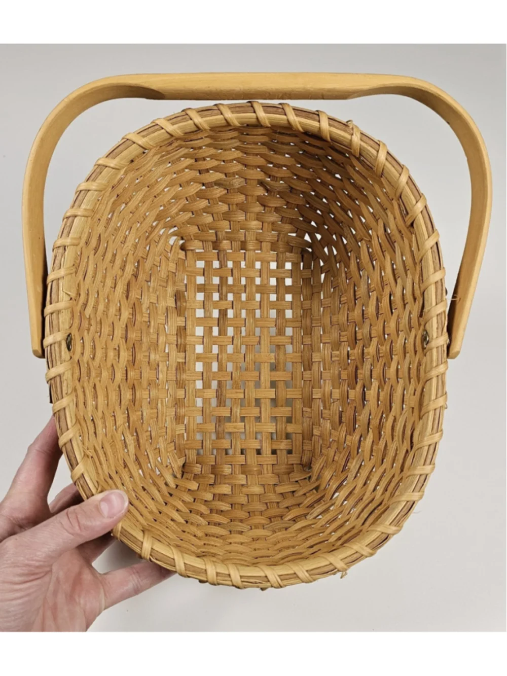 Vintage Native American Wabanaki Ash Splint Basket Curly Porcupine Weave 10